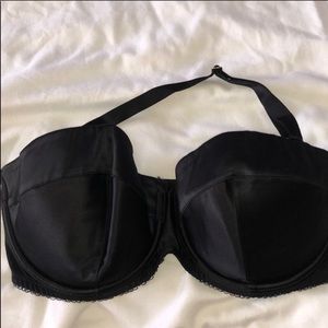 L’Agent Black Satin Bra (34D)
